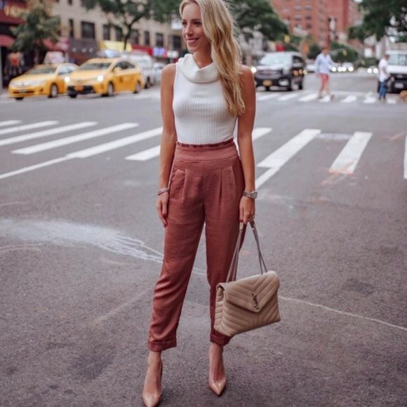 🌸3/$30🌸 LINE & DOT Ali Paperbag Brown High Waist Pants - Picture 12 of 12